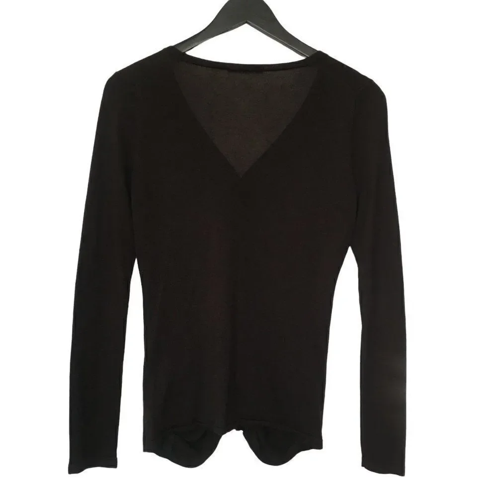 Elie Tahari  Brown V-neck Long Sleeve Sweater - Picture 8 of 8